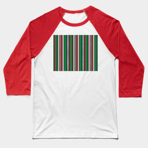 Red, green, silver stripped design with glitter, perfect for Xmas! Baseball T-Shirt by F-for-Fab